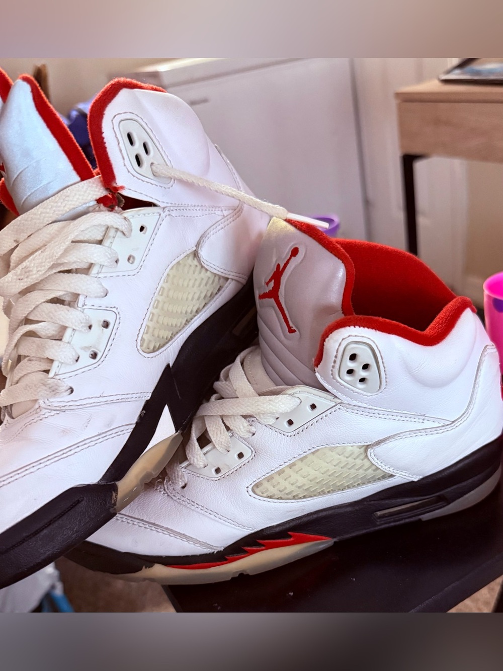 Jordan White Red Black Leather Basketball Sneakers